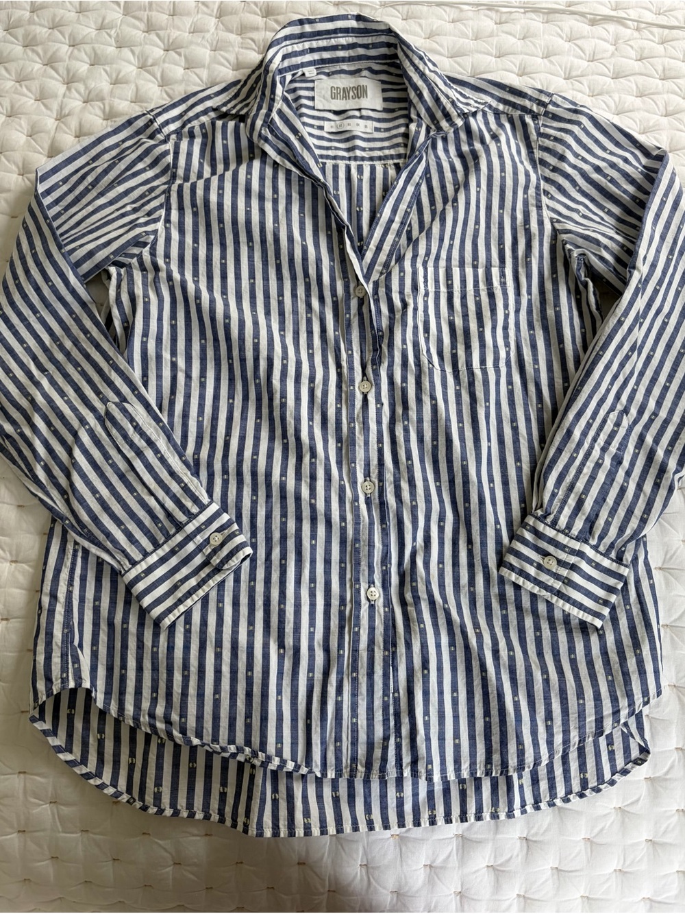 Anthropologie Grayson Hero striped button down with dots - Picture 7 of 12